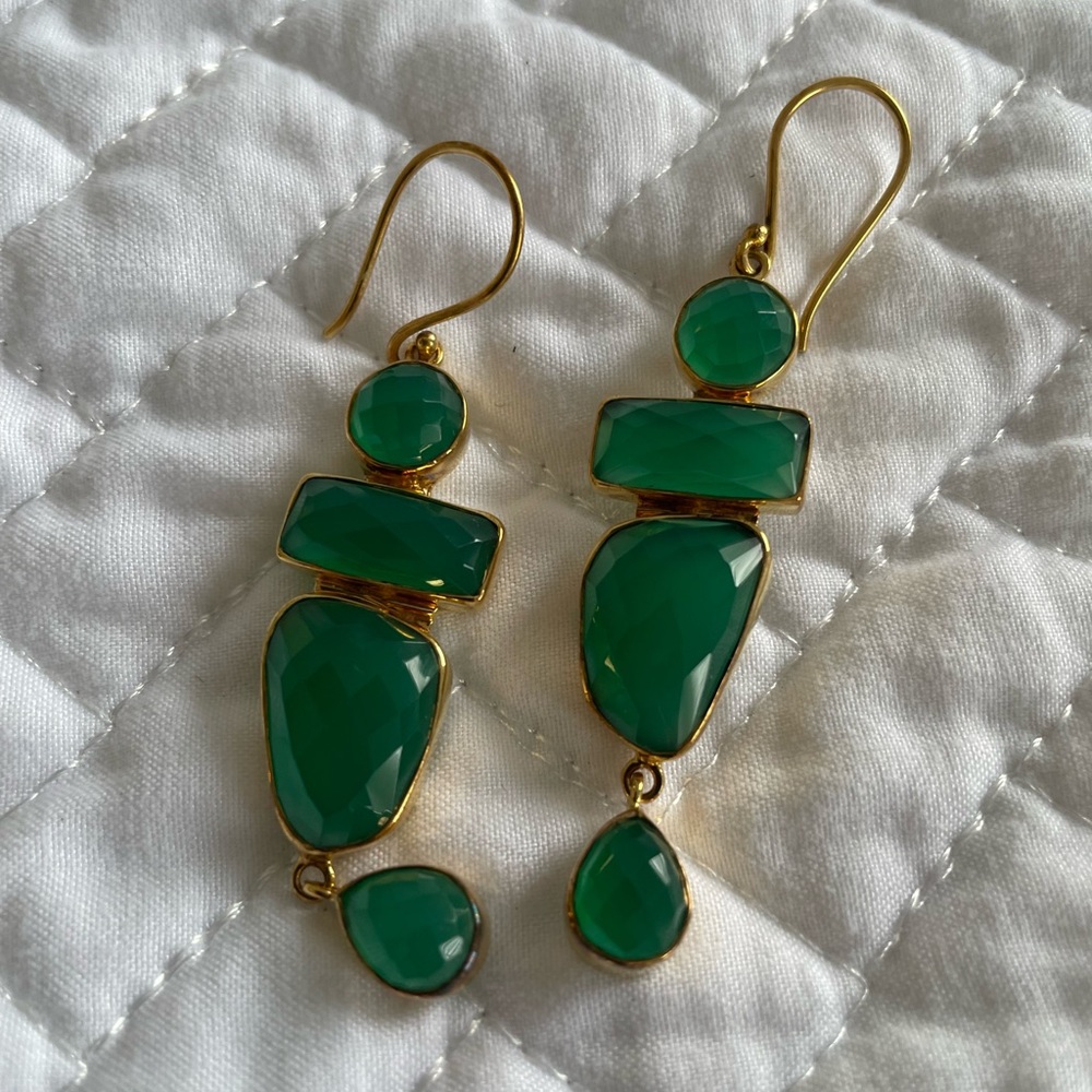Margaret Elizabeth Green Onyx Earrings